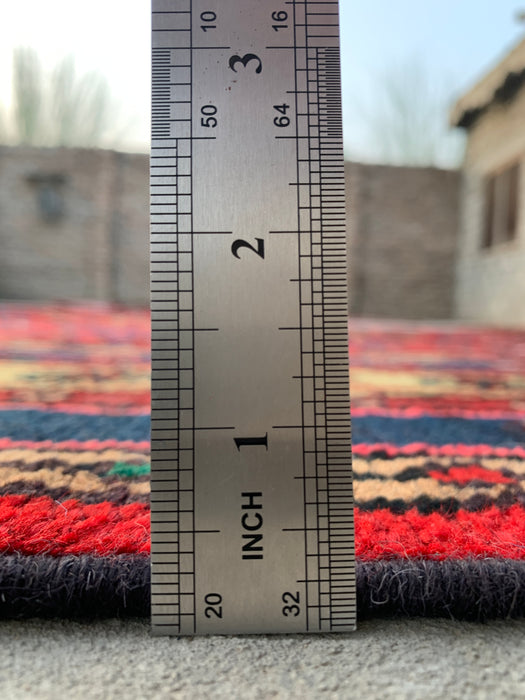 Red & Navy Hand-Knotted Persian Wool Area Rug – 10'2" x 6'11" – KBHM-1116