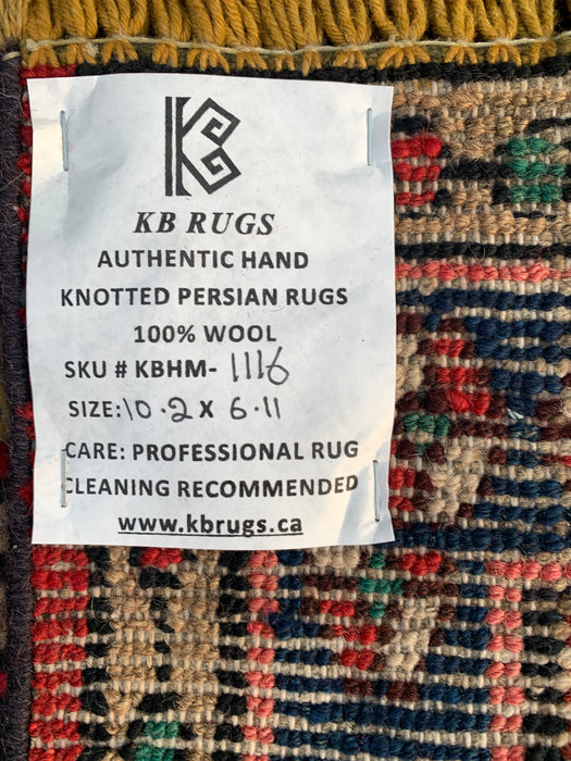 Red & Navy Hand-Knotted Persian Wool Area Rug – 10'2" x 6'11" – KBHM-1116
