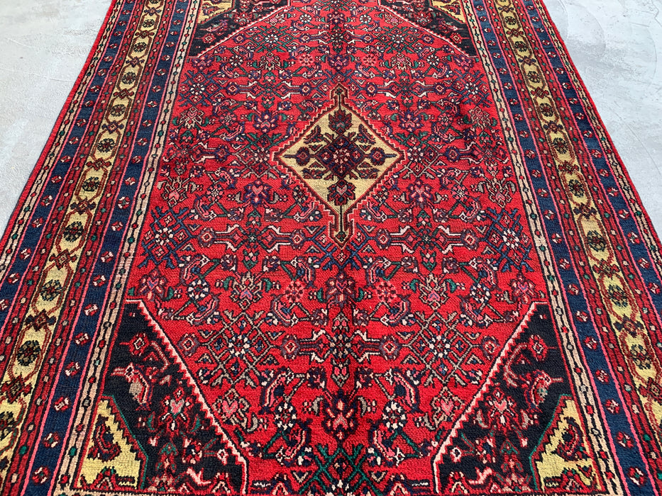 Red & Navy Hand-Knotted Persian Wool Area Rug – 10'2" x 6'11" – KBHM-1116