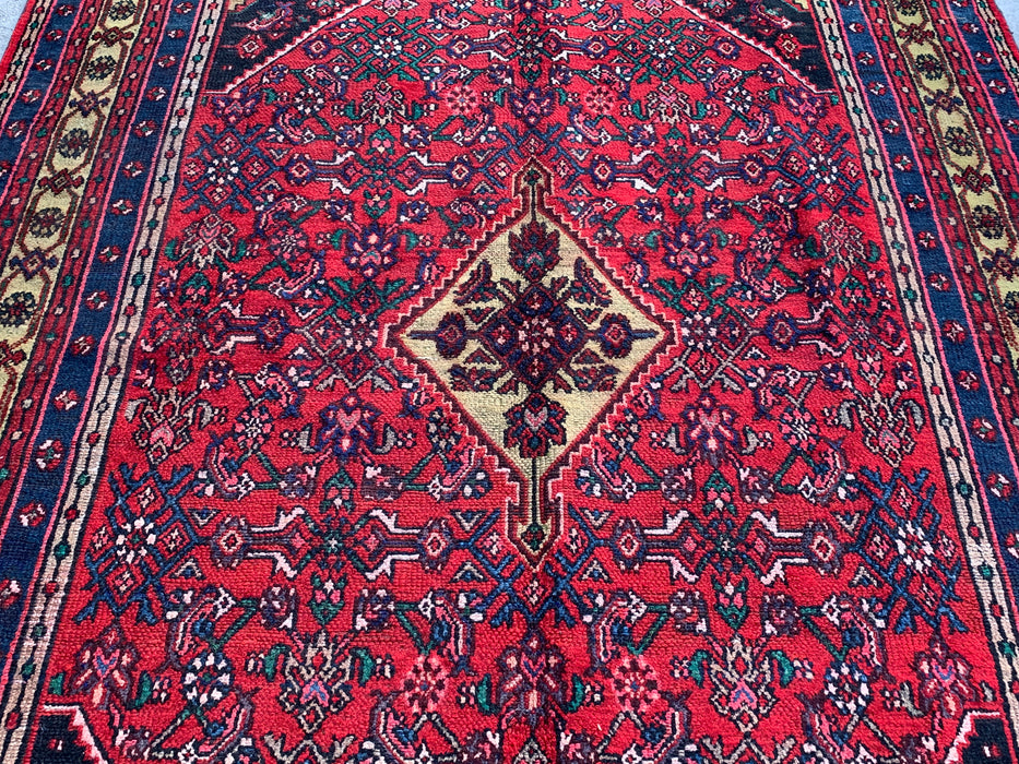 Red & Navy Hand-Knotted Persian Wool Area Rug – 10'2" x 6'11" – KBHM-1116