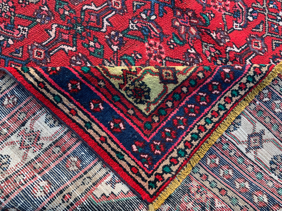 Red & Navy Hand-Knotted Persian Wool Area Rug – 10'2" x 6'11" – KBHM-1116