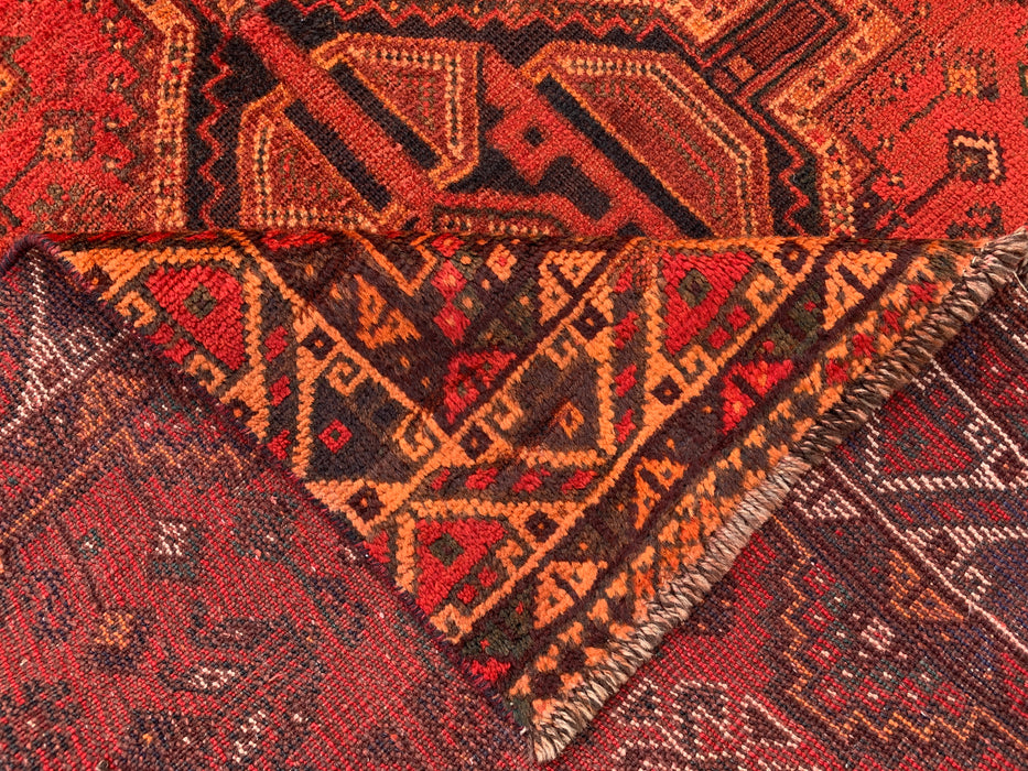 7'11 x 4'5 Hand-Knotted Persian Wool Rug in Red, Rust & Brown Tribal Geometric Medallion Design | KBHM-1119