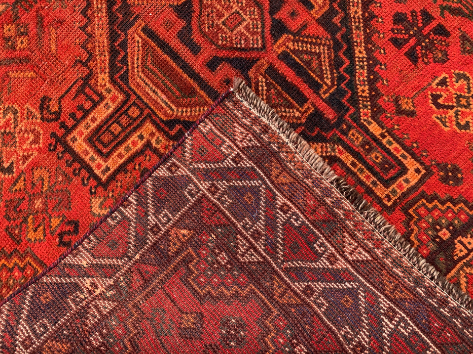 7'11 x 4'5 Hand-Knotted Persian Wool Rug in Red, Rust & Brown Tribal Geometric Medallion Design | KBHM-1119