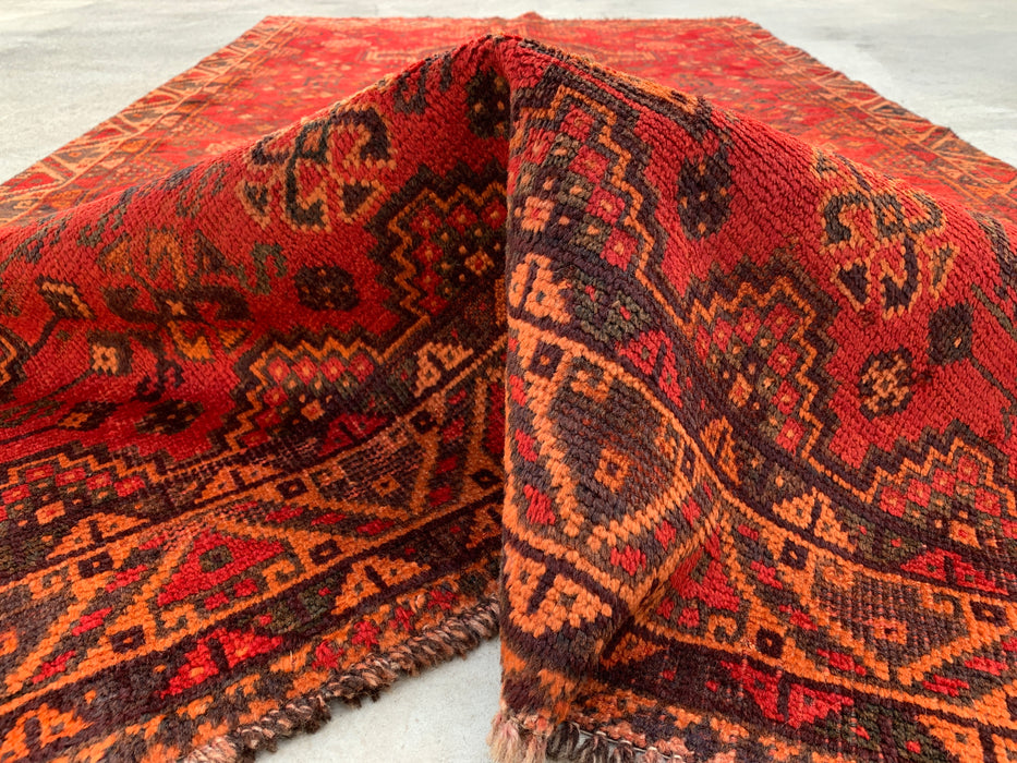 7'11 x 4'5 Hand-Knotted Persian Wool Rug in Red, Rust & Brown Tribal Geometric Medallion Design | KBHM-1119