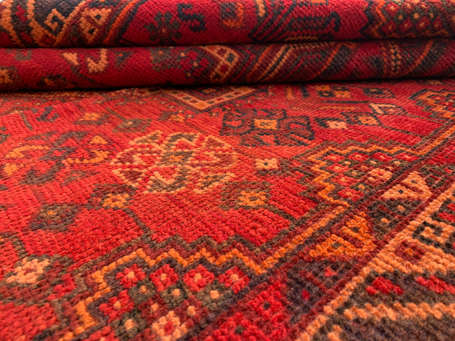 7'11 x 4'5 Hand-Knotted Persian Wool Rug in Red, Rust & Brown Tribal Geometric Medallion Design | KBHM-1119