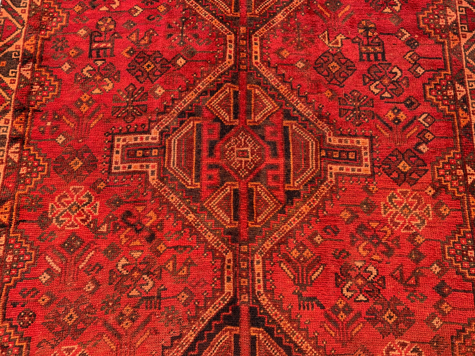 7'11 x 4'5 Hand-Knotted Persian Wool Rug in Red, Rust & Brown Tribal Geometric Medallion Design | KBHM-1119