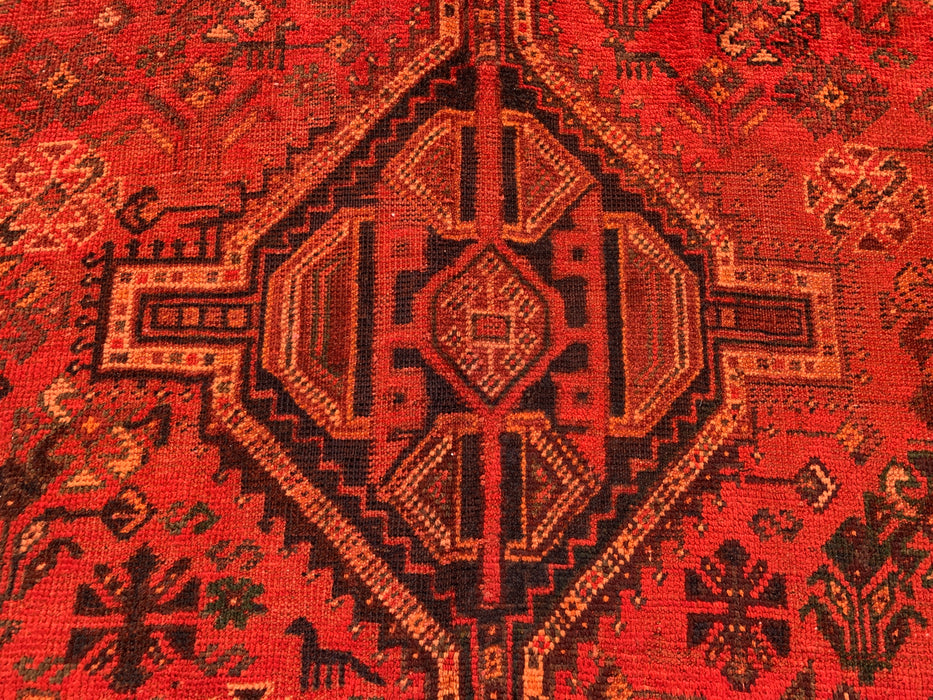 7'11 x 4'5 Hand-Knotted Persian Wool Rug in Red, Rust & Brown Tribal Geometric Medallion Design | KBHM-1119