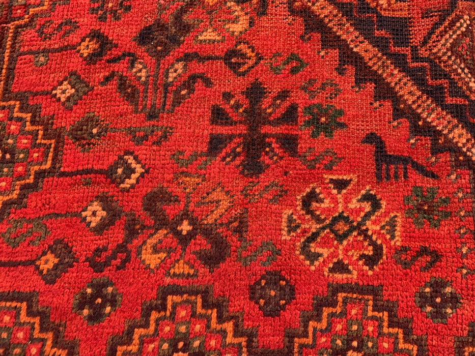 7'11 x 4'5 Hand-Knotted Persian Wool Rug in Red, Rust & Brown Tribal Geometric Medallion Design | KBHM-1119