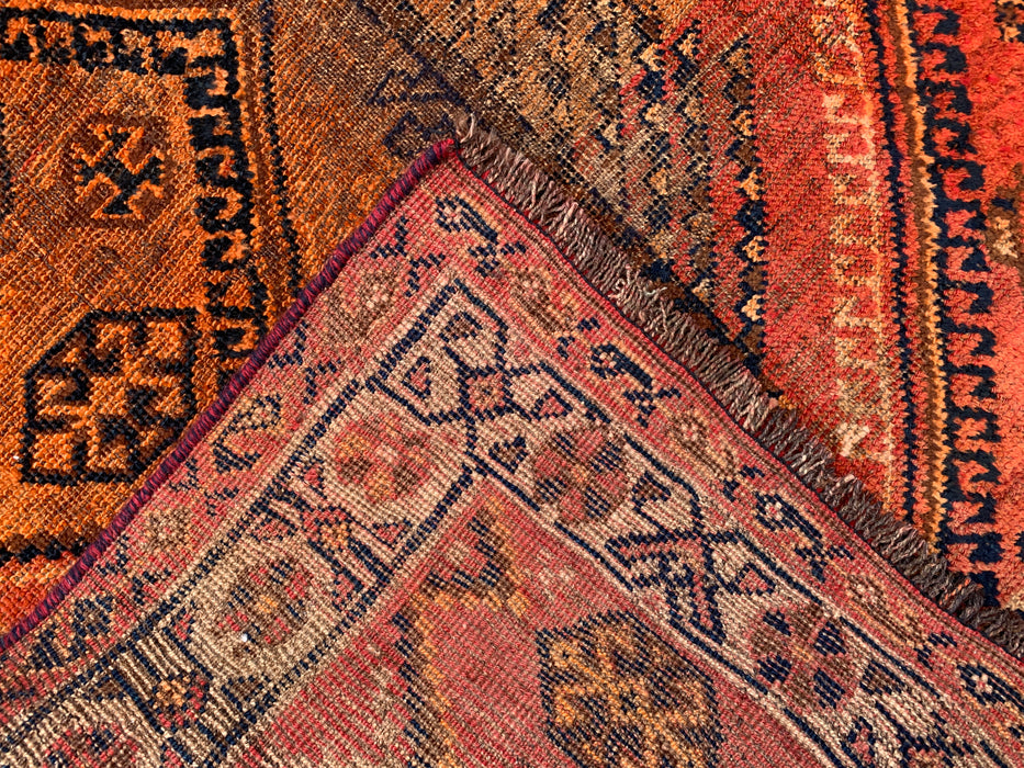 Hand-Knotted Persian Wool Rug 6'7 x 3'6 Rust Orange Tribal Area Rug KBHM-1120