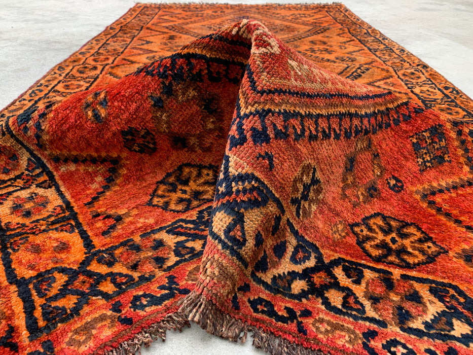 Hand-Knotted Persian Wool Rug 6'7 x 3'6 Rust Orange Tribal Area Rug KBHM-1120