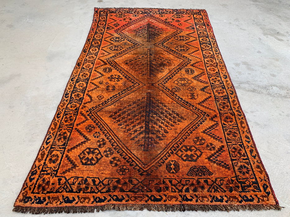Hand-Knotted Persian Wool Rug 6'7 x 3'6 Rust Orange Tribal Area Rug KBHM-1120