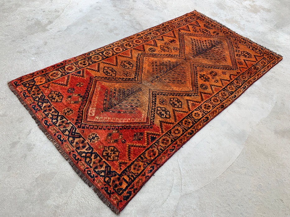 Hand-Knotted Persian Wool Rug 6'7 x 3'6 Rust Orange Tribal Area Rug KBHM-1120