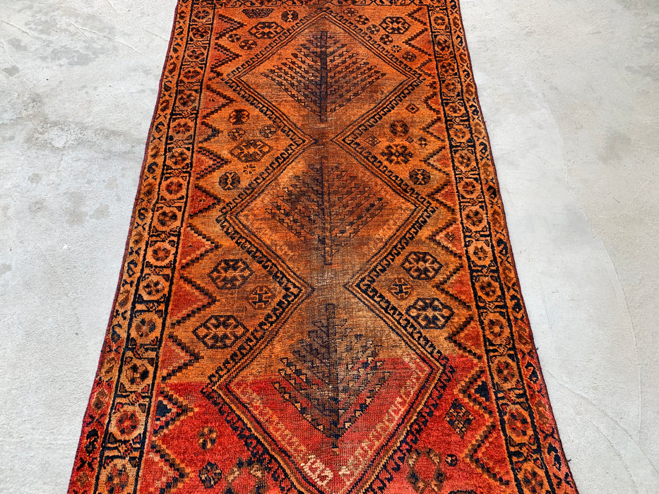 Hand-Knotted Persian Wool Rug 6'7 x 3'6 Rust Orange Tribal Area Rug KBHM-1120