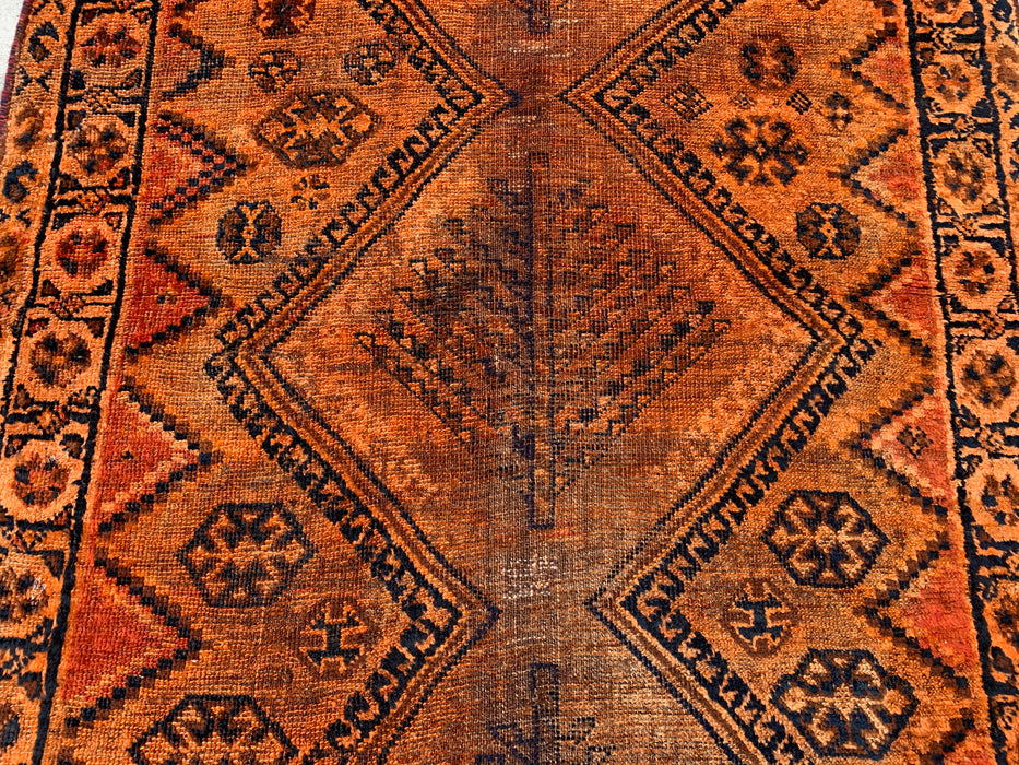 Hand-Knotted Persian Wool Rug 6'7 x 3'6 Rust Orange Tribal Area Rug KBHM-1120