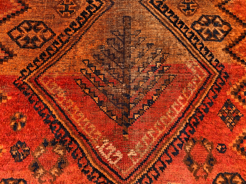 Hand-Knotted Persian Wool Rug 6'7 x 3'6 Rust Orange Tribal Area Rug KBHM-1120