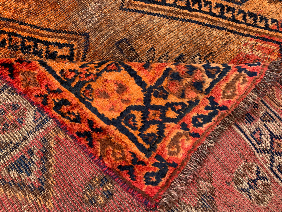Hand-Knotted Persian Wool Rug 6'7 x 3'6 Rust Orange Tribal Area Rug KBHM-1120