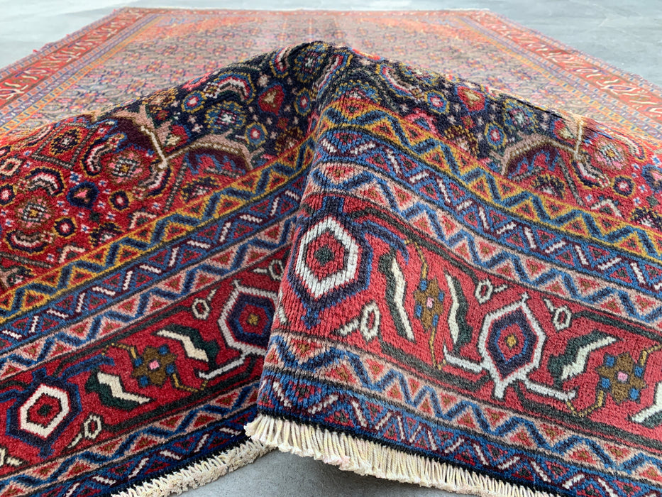 Hand-Knotted Persian Wool Rug – 9'3" x 6'3" – Red / Navy Multi Traditional Medallion Rug – kbhm-1121
