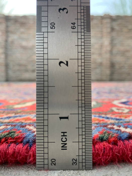 Hand-Knotted Persian Wool Rug – 9'3" x 6'3" – Red / Navy Multi Traditional Medallion Rug – kbhm-1121
