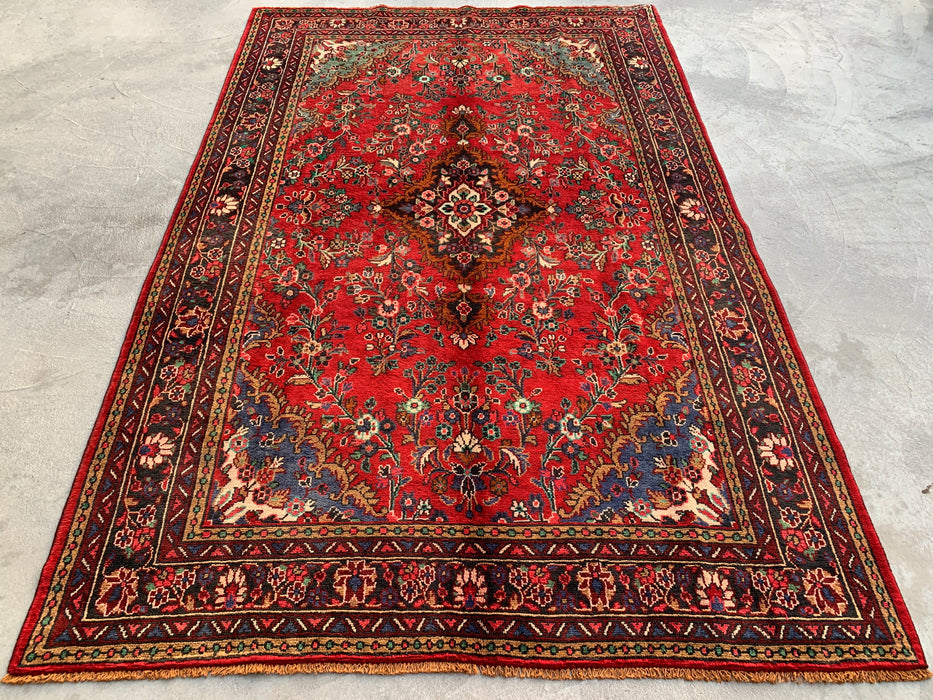 9'10 x 7'0 Red Blue Hand-Knotted Persian Wool Rug – KBHM-1122