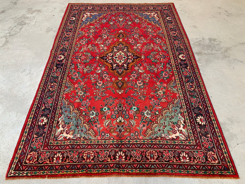 9'10 x 7'0 Red Blue Hand-Knotted Persian Wool Rug – KBHM-1122