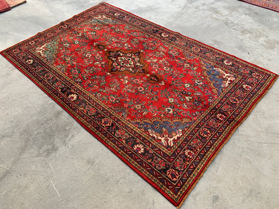 9'10 x 7'0 Red Blue Hand-Knotted Persian Wool Rug – KBHM-1122