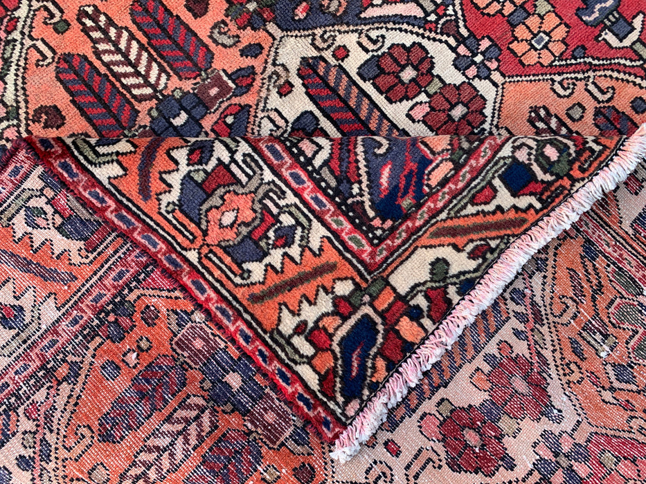 Hand-Knotted Persian Wool Rug 10'0 x 5'6 – Coral, Navy & Ivory | KBHM-1123