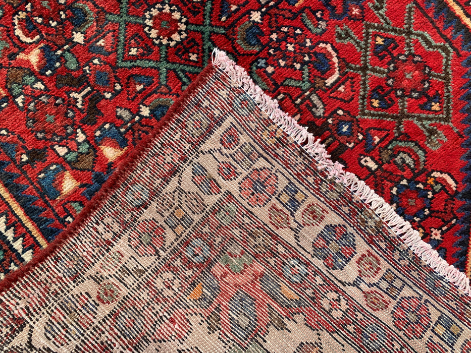 Hand-Knotted Persian Runner Rug 10'4 x 3'6 Red Ivory Wool Rug | KBHM-1124