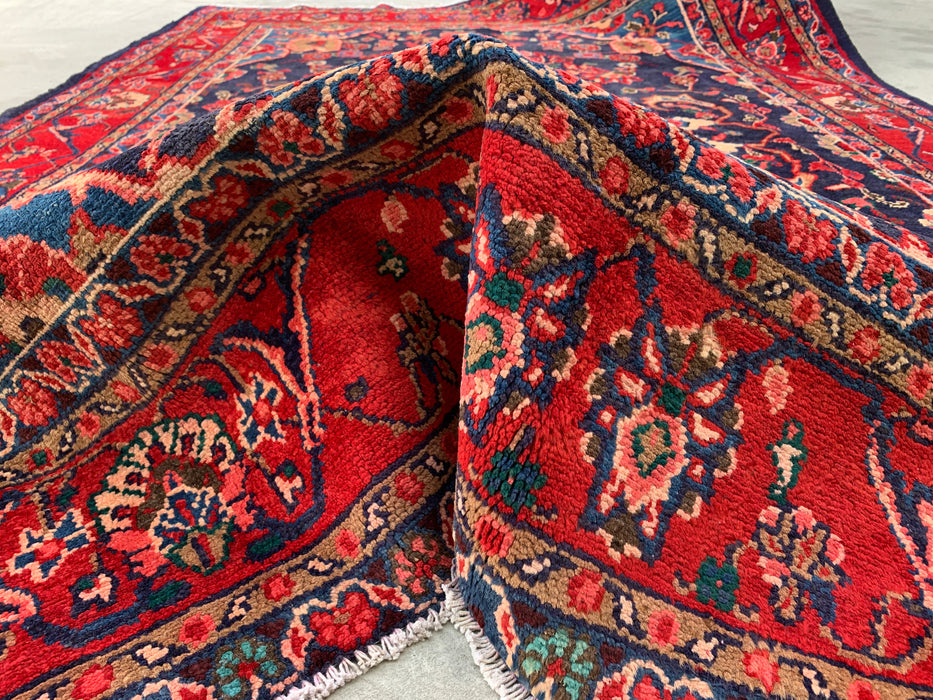 Navy & Red Hand-Knotted Persian Wool Rug 9'3" x 6'2" - KBHM-1125