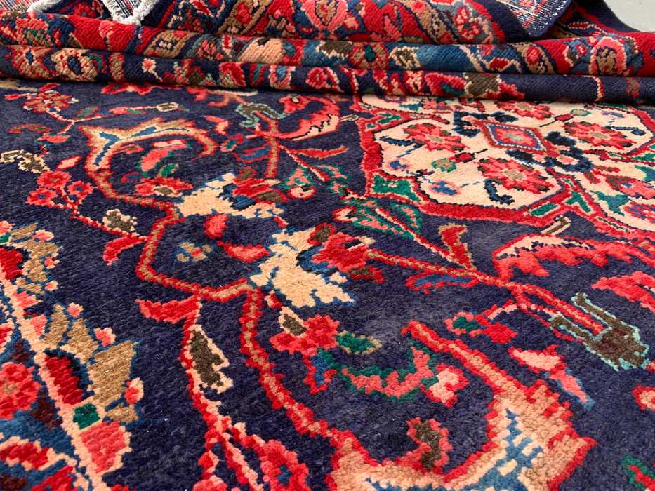 Navy & Red Hand-Knotted Persian Wool Rug 9'3" x 6'2" - KBHM-1125