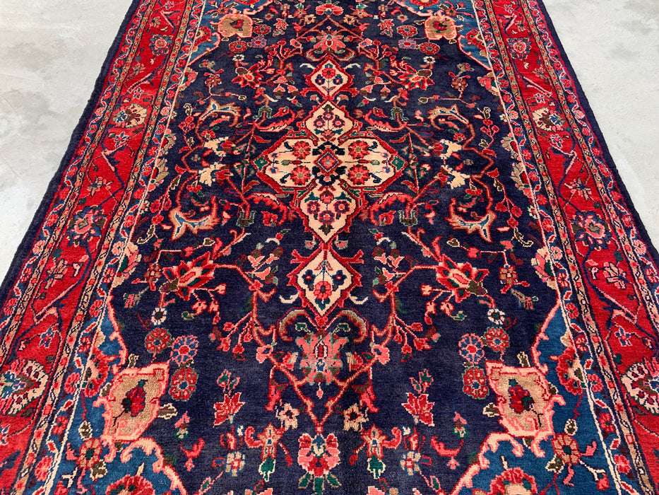 Navy & Red Hand-Knotted Persian Wool Rug 9'3" x 6'2" - KBHM-1125