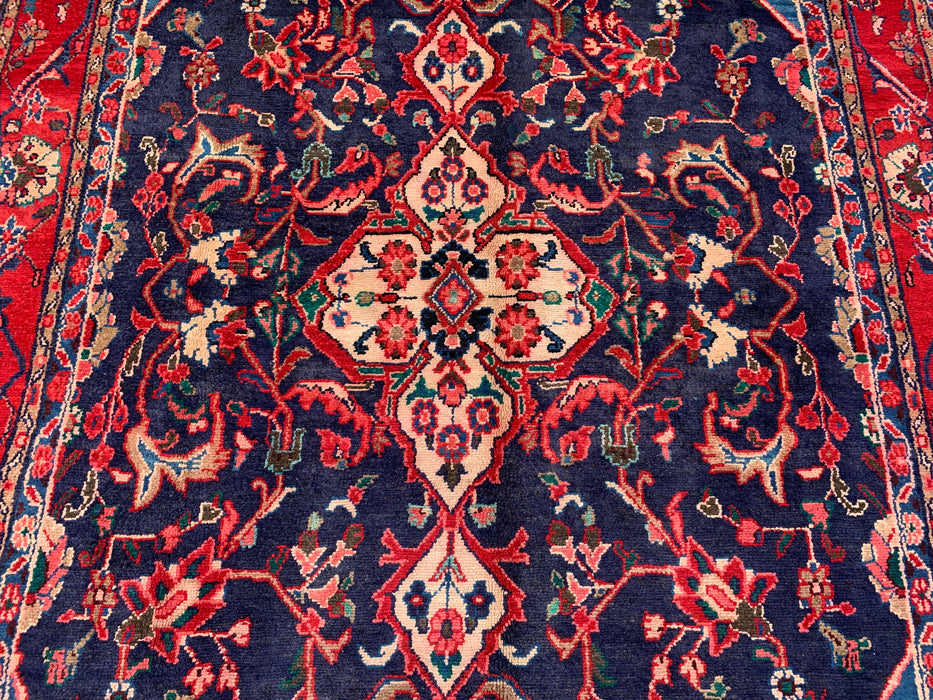 Navy & Red Hand-Knotted Persian Wool Rug 9'3" x 6'2" - KBHM-1125