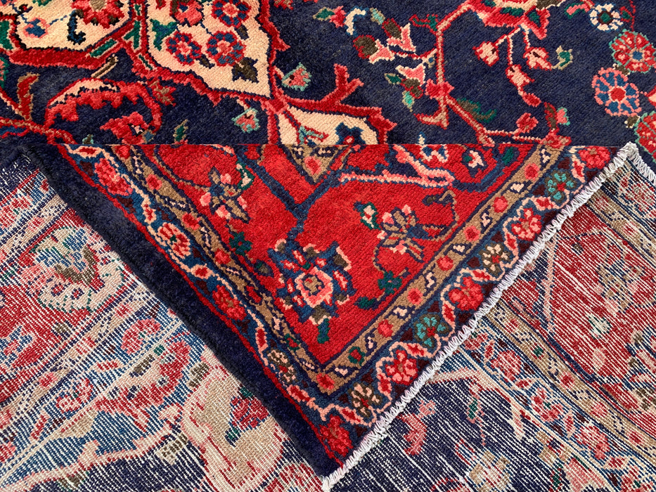 Navy & Red Hand-Knotted Persian Wool Rug 9'3" x 6'2" - KBHM-1125