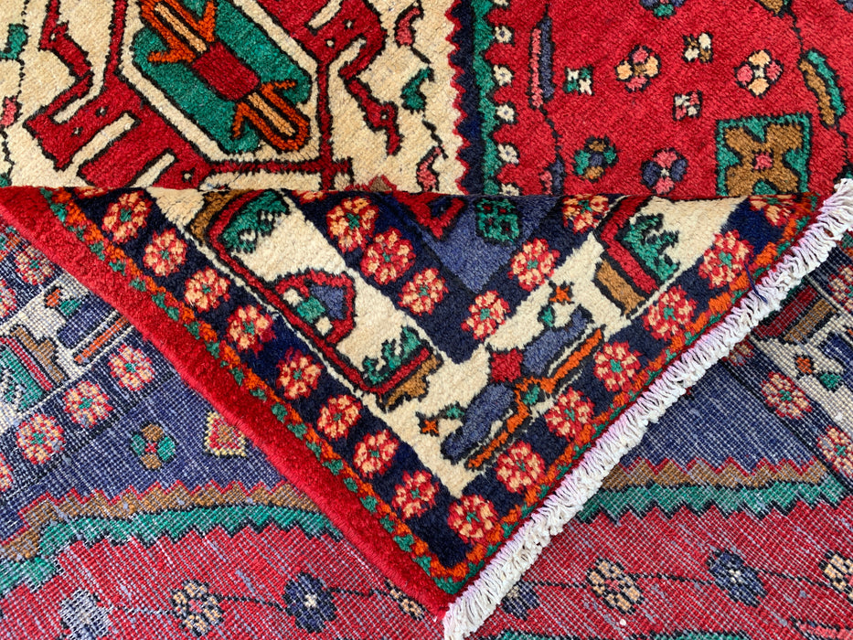 Hand-Knotted Persian Wool Rug 6'6 x 5'3 Red Tribal Medallion Area Rug - kbhm-1128