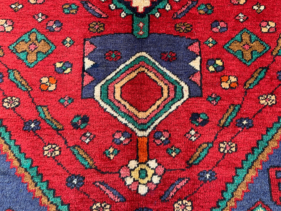Hand-Knotted Persian Wool Rug 6'6 x 5'3 Red Tribal Medallion Area Rug - kbhm-1128
