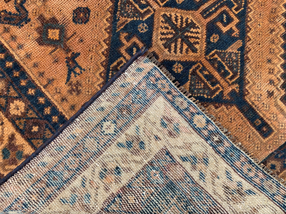 KBHM-1130 Hand-Knotted Persian Wool Rug – 7'9" x 5'1" Beige, Blue & Brown Tribal Geometric Area Rug