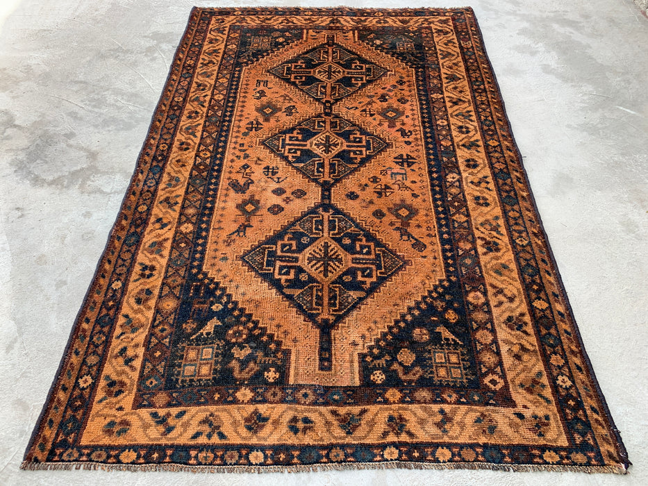 KBHM-1130 Hand-Knotted Persian Wool Rug – 7'9" x 5'1" Beige, Blue & Brown Tribal Geometric Area Rug