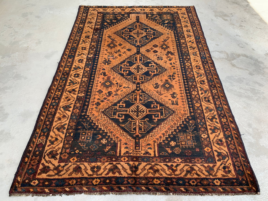 KBHM-1130 Hand-Knotted Persian Wool Rug – 7'9" x 5'1" Beige, Blue & Brown Tribal Geometric Area Rug