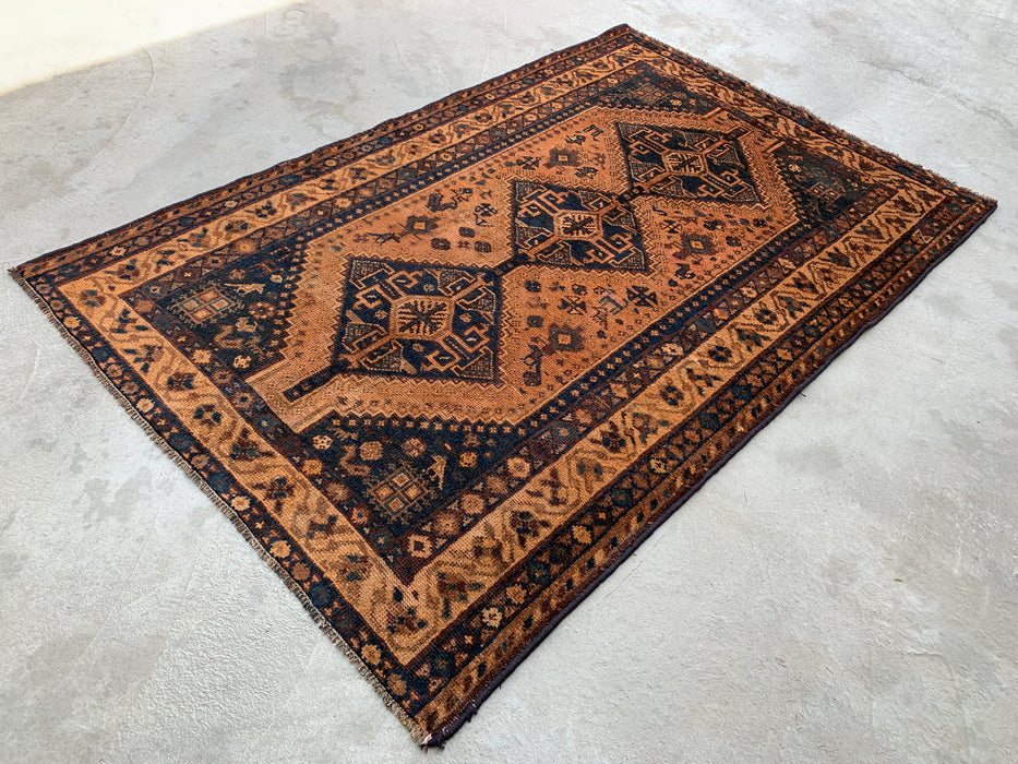 KBHM-1130 Hand-Knotted Persian Wool Rug – 7'9" x 5'1" Beige, Blue & Brown Tribal Geometric Area Rug