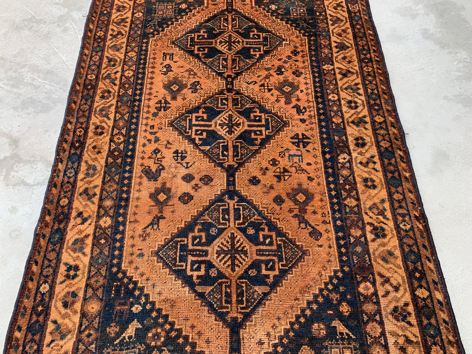 KBHM-1130 Hand-Knotted Persian Wool Rug – 7'9" x 5'1" Beige, Blue & Brown Tribal Geometric Area Rug