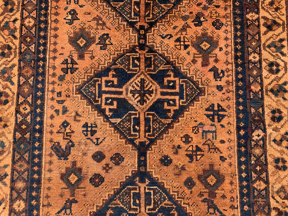 KBHM-1130 Hand-Knotted Persian Wool Rug – 7'9" x 5'1" Beige, Blue & Brown Tribal Geometric Area Rug