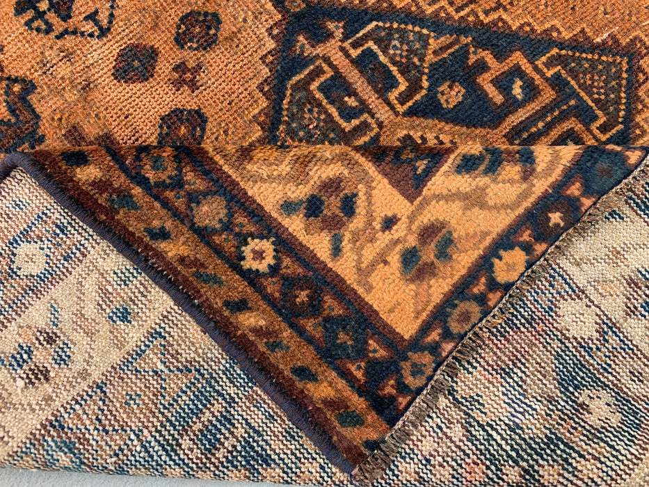 KBHM-1130 Hand-Knotted Persian Wool Rug – 7'9" x 5'1" Beige, Blue & Brown Tribal Geometric Area Rug