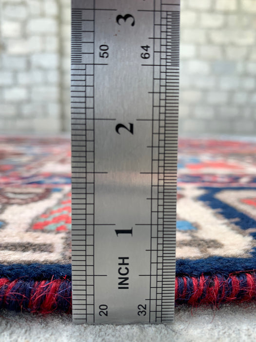 Handmade Persian Wool Area Rug 7x10 - Ivory, Navy, Red & Blue Traditional Garden Panel Persian Style Rug - Exact Size 9'5" x 6'5" - KBHM-1131