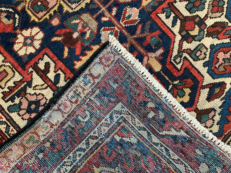 Hand-Knotted Persian Wool Rug 6'1" x 4'6" – Ivory, Navy & Red | KBHM-1133