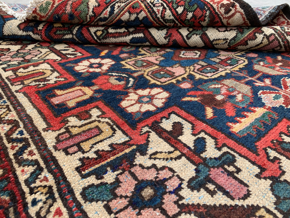 Hand-Knotted Persian Wool Rug 6'1" x 4'6" – Ivory, Navy & Red | KBHM-1133