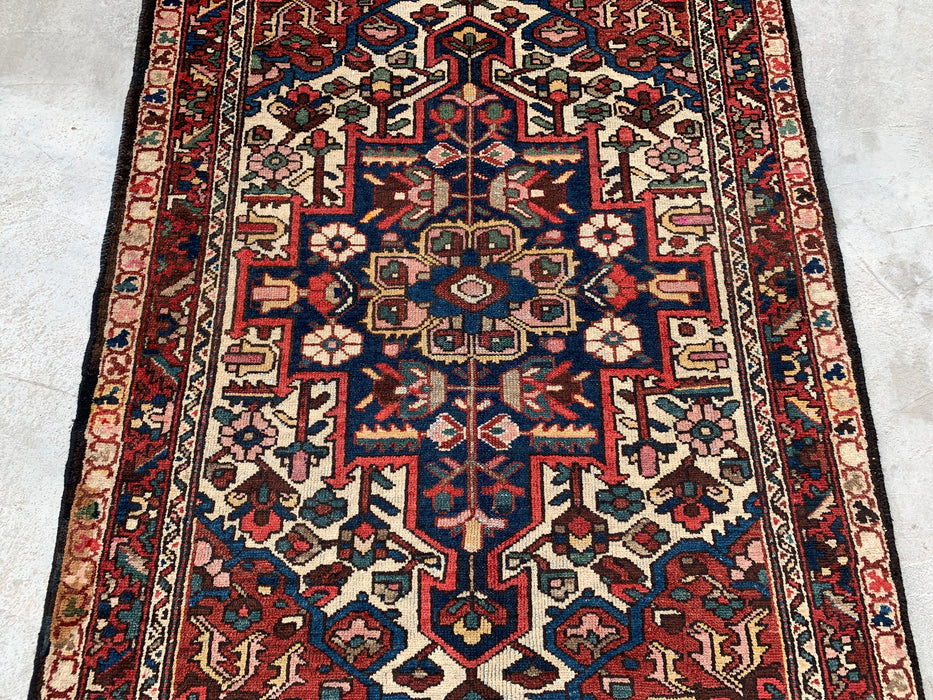 Hand-Knotted Persian Wool Rug 6'1" x 4'6" – Ivory, Navy & Red | KBHM-1133