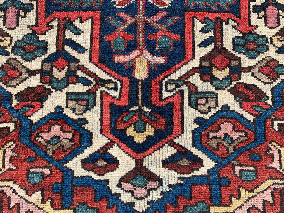 Hand-Knotted Persian Wool Rug 6'1" x 4'6" – Ivory, Navy & Red | KBHM-1133