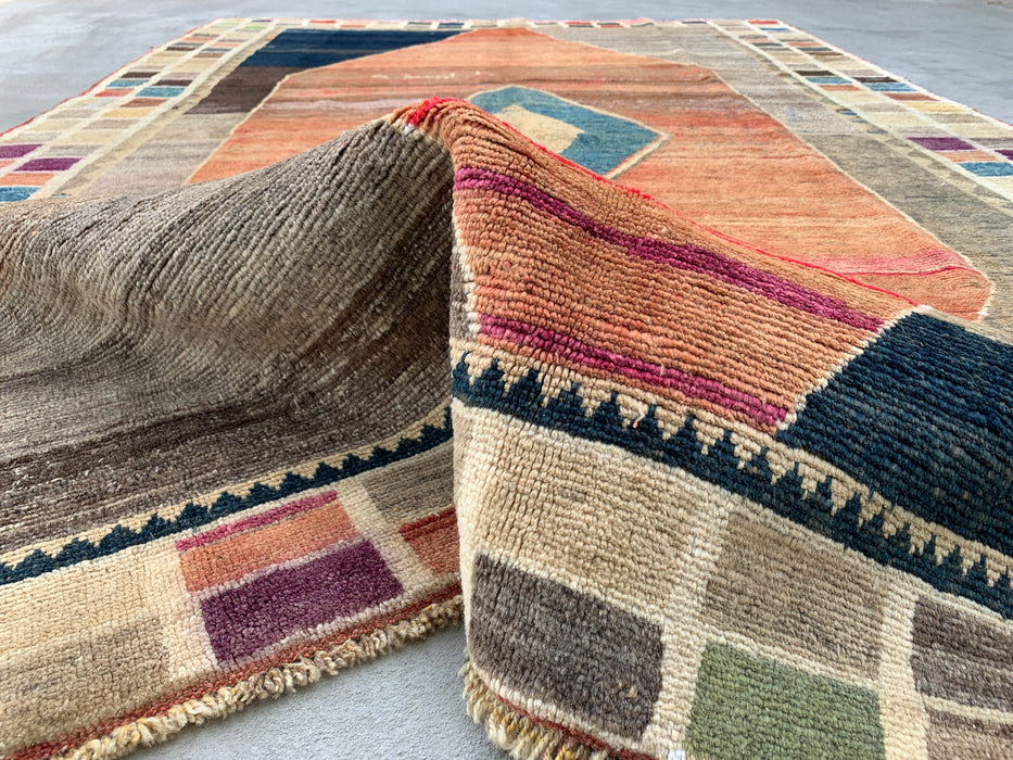 Hand-Knotted Persian Wool Rug 6'6" x 9'6" – Geometric Multicolor Area Rug KBHM-1134