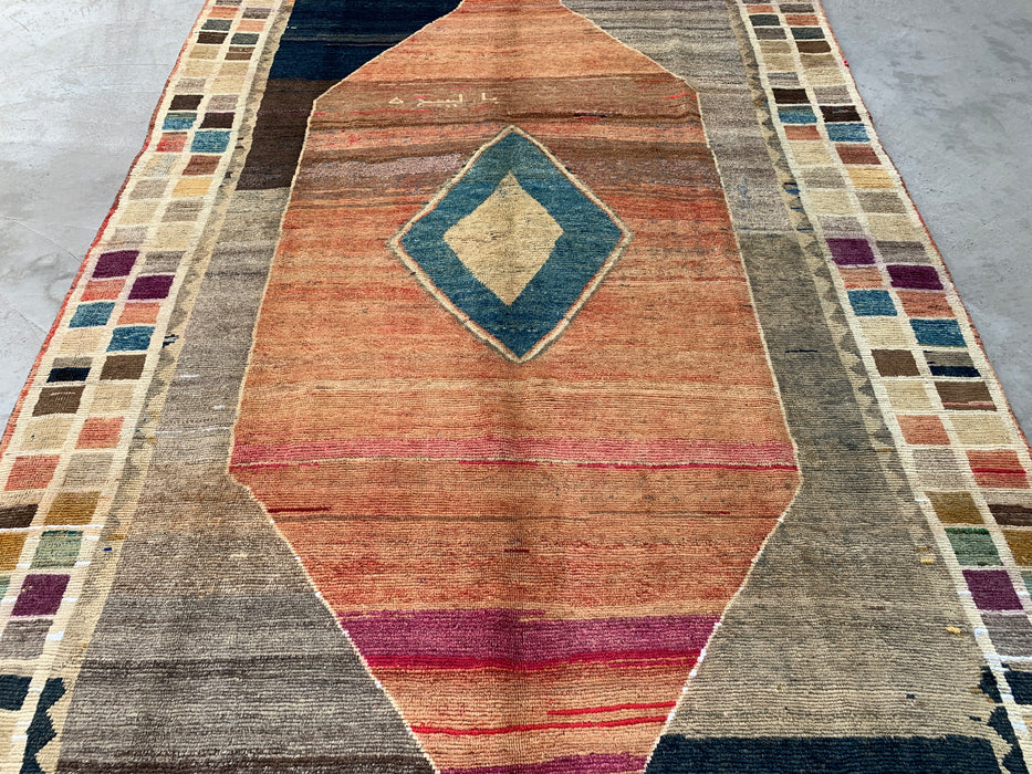 Hand-Knotted Persian Wool Rug 6'6" x 9'6" – Geometric Multicolor Area Rug KBHM-1134