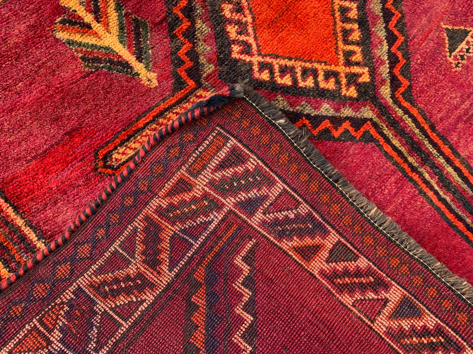 9'9 x 5'2 Hand-Knotted Persian Wool Rug in Magenta, Rust & Black Tribal Geometric Design | KBHM-1136
