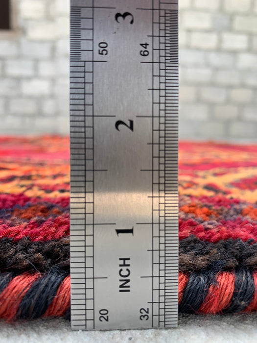 9'9 x 5'2 Hand-Knotted Persian Wool Rug in Magenta, Rust & Black Tribal Geometric Design | KBHM-1136